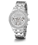 Buy Shop Guess Heiress Multifunction Diamonds Silver Dial Silver Steel Strap Watch for Women - GW0440L1 USA Online