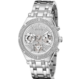 Buy Shop Guess Heiress Multifunction Diamonds Silver Dial Silver Steel Strap Watch for Women - GW0440L1 USA Online