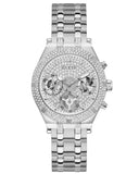 Buy Shop Guess Heiress Multifunction Diamonds Silver Dial Silver Steel Strap Watch for Women - GW0440L1 USA Online