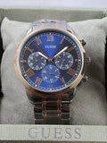 Guess Hendrix Chronograph Blue Dial Two Tone Steel Strap Watch for Men - W1309G4