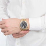 Buy Shop Guess Hendrix Multifunction Black Dial Gold Steel Strap Watch for Men - W1309G2 USA Online