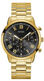 Buy Shop Guess Hendrix Multifunction Black Dial Gold Steel Strap Watch for Men - W1309G2 USA Online