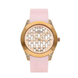 Buy Shop Guess Clarity Gold Dial Pink Silicone Strap Watch for Women - GW0109L2 USA Online