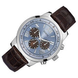 Buy Shop Guess Horizon Chronograph Analog Blue Dial Brown Leather Strap Watch For Men - W0380G6 USA Online