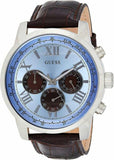 Buy Shop Guess Horizon Chronograph Analog Blue Dial Brown Leather Strap Watch For Men - W0380G6 USA Online