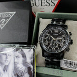 Buy Shop Guess Horizon Chronograph Black Dial Black Steel Strap Watch For Men - W0379G2 USA Online