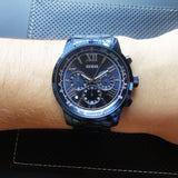 Buy Shop Guess Horizon Chronograph Black Dial Blue Steel Strap Watch For Men - W0379G5 USA Online