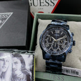 Buy Shop Guess Horizon Chronograph Black Dial Blue Steel Strap Watch For Men - W0379G5 USA Online