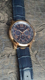 Buy Shop Guess Horizon Chronograph Blue Dial Blue Leather Strap Watch For Men - W0380G5 USA Online