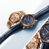 Buy Shop Guess Horizon Chronograph Blue Dial Blue Leather Strap Watch For Men - W0380G5 USA Online