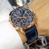Buy Shop Guess Horizon Chronograph Blue Dial Blue Leather Strap Watch For Men - W0380G5 USA Online