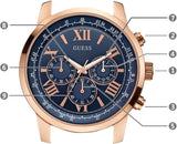 Buy Shop Guess Horizon Chronograph Blue Dial Blue Leather Strap Watch For Men - W0380G5 USA Online