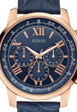 Buy Shop Guess Horizon Chronograph Blue Dial Blue Leather Strap Watch For Men - W0380G5 USA Online