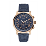 Buy Shop Guess Horizon Chronograph Blue Dial Blue Leather Strap Watch For Men - W0380G5 USA Online