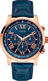 Buy Shop Guess Horizon Chronograph Blue Dial Blue Leather Strap Watch For Men - W0380G5 USA Online