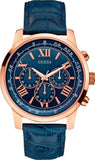 Buy Shop Guess Horizon Chronograph Blue Dial Blue Leather Strap Watch For Men - W0380G5 USA Online