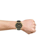 Buy Shop Guess Horizon Chronograph Quartz Black Dial Black Leather Strap Watch For Men - W0380G7 USA Online