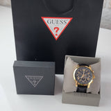 Buy Shop Guess Horizon Chronograph Quartz Black Dial Black Leather Strap Watch For Men - W0380G7 USA Online