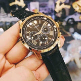 Buy Shop Guess Horizon Chronograph Quartz Black Dial Black Leather Strap Watch For Men - W0380G7 USA Online