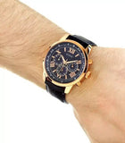 Buy Shop Guess Horizon Chronograph Quartz Black Dial Black Leather Strap Watch For Men - W0380G7 USA Online