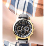 Buy Shop Guess Horizon Chronograph Quartz Black Dial Black Leather Strap Watch For Men - W0380G7 USA Online