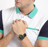 Buy Shop Guess Horizon Chronograph Quartz Black Dial Black Leather Strap Watch For Men - W0380G7 USA Online