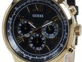 Buy Shop Guess Horizon Chronograph Quartz Black Dial Black Leather Strap Watch For Men - W0380G7 USA Online