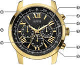 Buy Shop Guess Horizon Chronograph Quartz Black Dial Black Leather Strap Watch For Men - W0380G7 USA Online