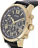 Buy Shop Guess Horizon Chronograph Quartz Black Dial Black Leather Strap Watch For Men - W0380G7 USA Online