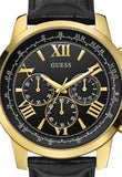 Buy Shop Guess Horizon Chronograph Quartz Black Dial Black Leather Strap Watch For Men - W0380G7 USA Online