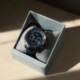 Buy Shop Guess Horizon Chronograph Quartz Black Dial Blue Leather Strap Watch For Men - W0380G3 USA Online