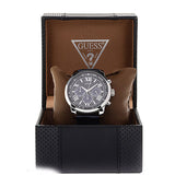 Buy Shop Guess Horizon Chronograph Quartz Black Dial Blue Leather Strap Watch For Men - W0380G3 USA Online
