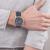 Buy Shop Guess Horizon Chronograph Quartz Black Dial Blue Leather Strap Watch For Men - W0380G3 USA Online