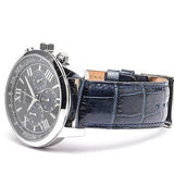 Buy Shop Guess Horizon Chronograph Quartz Black Dial Blue Leather Strap Watch For Men - W0380G3 USA Online