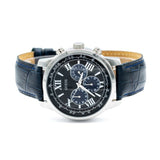 Buy Shop Guess Horizon Chronograph Quartz Black Dial Blue Leather Strap Watch For Men - W0380G3 USA Online