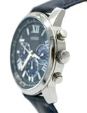 Buy Shop Guess Horizon Chronograph Quartz Black Dial Blue Leather Strap Watch For Men - W0380G3 USA Online