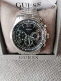 Buy Shop Guess Horizon Chronograph Quartz Black Dial Silver Steel Strap Watch For Men - W0379G1 USA Online