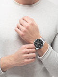 Buy Shop Guess Horizon Chronograph Quartz Black Dial Silver Steel Strap Watch For Men - W0379G1 USA Online