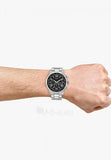 Buy Shop Guess Horizon Chronograph Quartz Black Dial Silver Steel Strap Watch For Men - W0379G1 USA Online