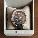 Buy Shop Guess Horizon Chronograph Quartz Black Dial Silver Steel Strap Watch For Men - W0379G1 USA Online