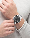 Buy Shop Guess Horizon Chronograph Quartz Black Dial Silver Steel Strap Watch For Men - W0379G1 USA Online