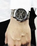 Buy Shop Guess Horizon Chronograph Quartz Black Dial Silver Steel Strap Watch For Men - W0379G1 USA Online