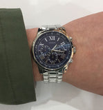 Buy Shop Guess Horizon Chronograph Quartz Blue Dial Silver Steel Strap Watch for Men - W0379G3 USA Online