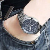 Buy Shop Guess Horizon Chronograph Quartz Blue Dial Silver Steel Strap Watch for Men - W0379G3 USA Online