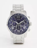 Buy Shop Guess Horizon Chronograph Quartz Blue Dial Silver Steel Strap Watch for Men - W0379G3 USA Online