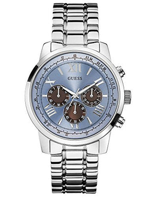 Buy Shop Guess Horizon Chronograph Quartz Blue Dial Silver Steel Strap Watch for Men - W0379G6 USA Online