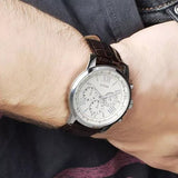 Buy Shop Guess Horizon Chronograph White Dial Brown Leather Strap Watch For Men - W0380G2 USA Online