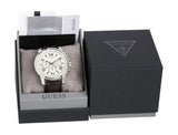 Buy Shop Guess Horizon Chronograph White Dial Brown Leather Strap Watch For Men - W0380G2 USA Online