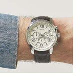 Buy Shop Guess Horizon Chronograph White Dial Brown Leather Strap Watch For Men - W0380G2 USA Online