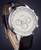 Buy Shop Guess Horizon Chronograph White Dial Brown Leather Strap Watch For Men - W0380G2 USA Online
